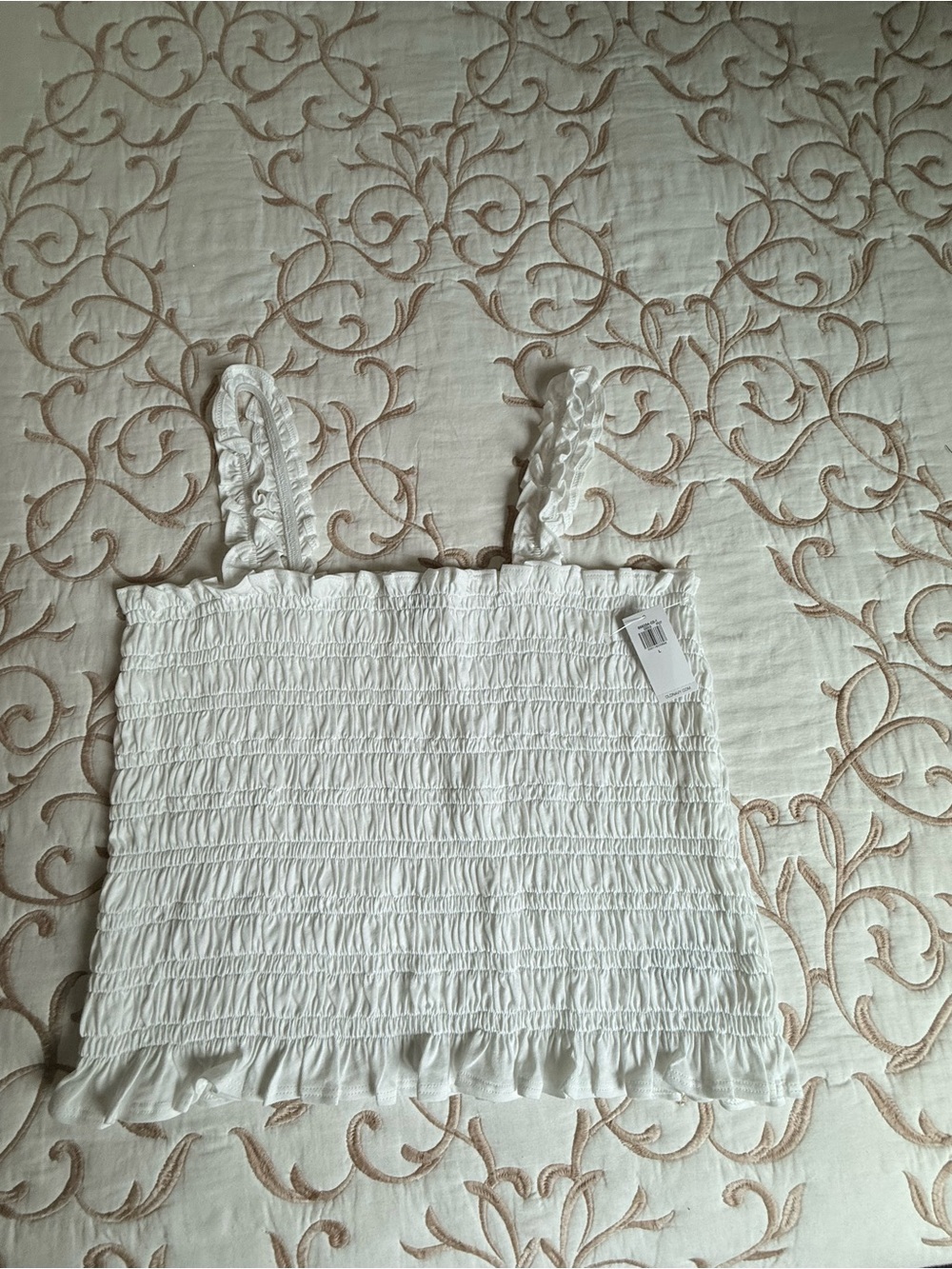 Old Navy White Smocked Ruffle Strap Camisole